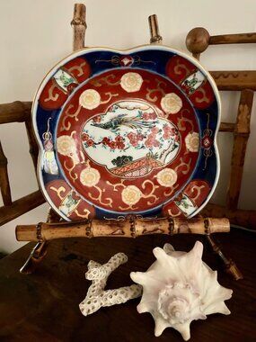 Vintage Gold Imari Hand Painted Japanese Clover Plate 6.5"